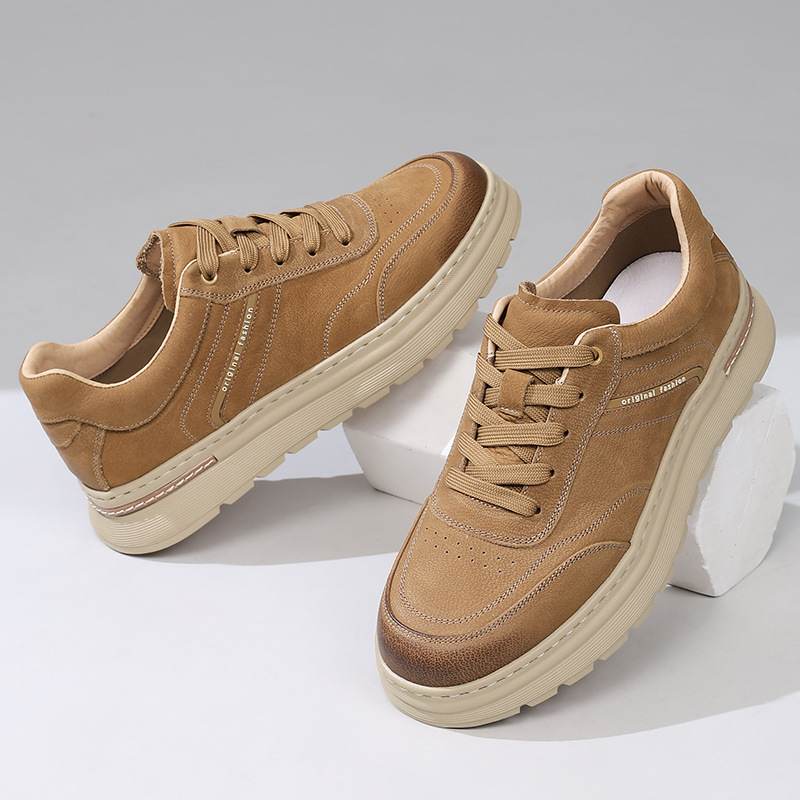 Low-Top Retro Outdoor Work Shoes Leather Trendy Casual Sneakers